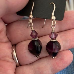 Purple Tigers Eye Earrings